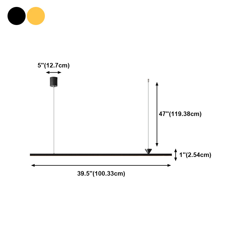 Linear Shape Island Pendant Contemporary Style Metal Single Light Hanging Island Light