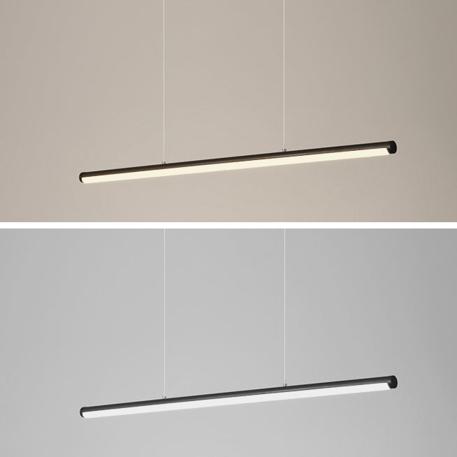 Linear Shape Island Pendant Contemporary Style Metal 1 Light Island Pendant Light in Black