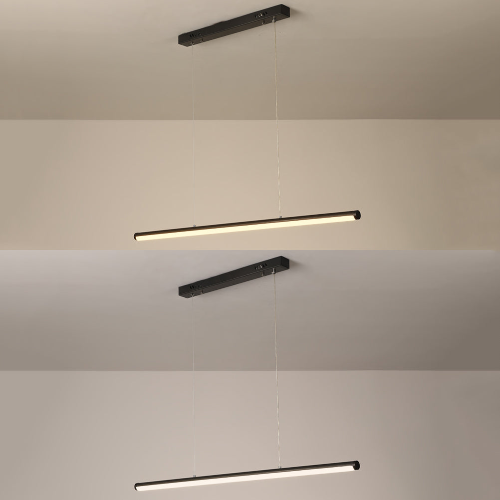 Linear Shape Island Pendant Contemporary Style Metal 1 Light Island Pendant Light in Black