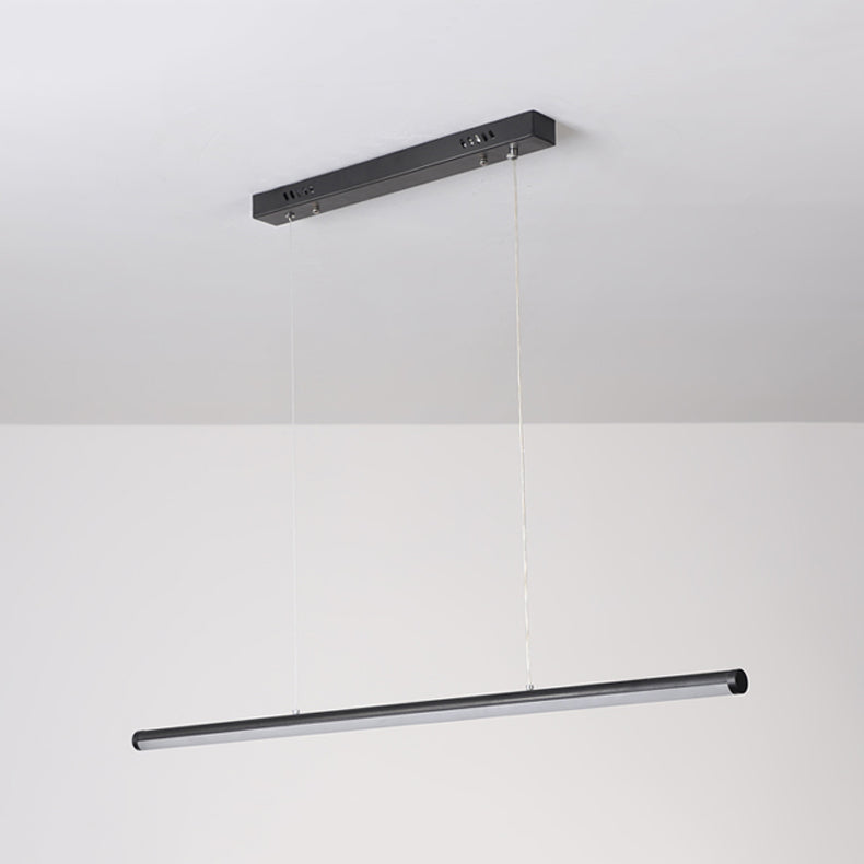 Linear Shape Island Pendant Contemporary Style Metal 1 Light Island Pendant Light in Black