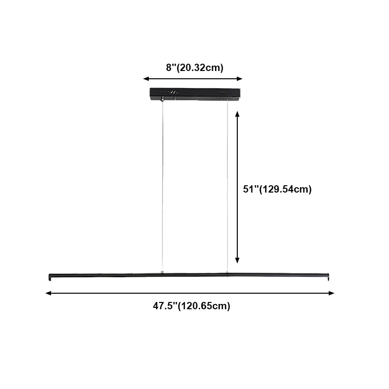 Linear Shape Island Pendant Contemporary Style Metal 1 Light Island Pendant Light in Black
