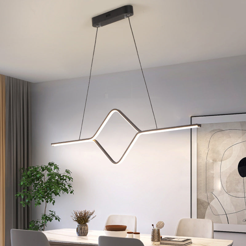 Linear Shape Island Pendant Modern Style Metal 2 Lights Island Lighting for Bedroom
