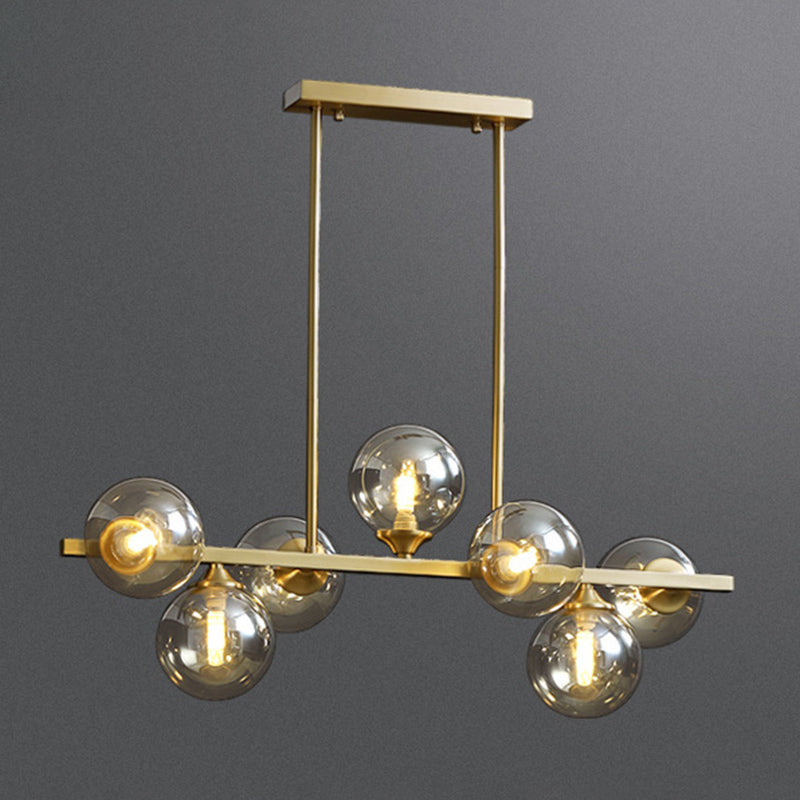 Spherical Shape Island Pendant Modern Style Glass Multi Lights Island Lighting for Bedroom