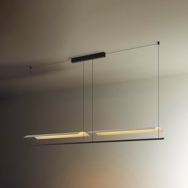 Modern Style Linear Shape Island Lights Metal Island Pendant Lights in White