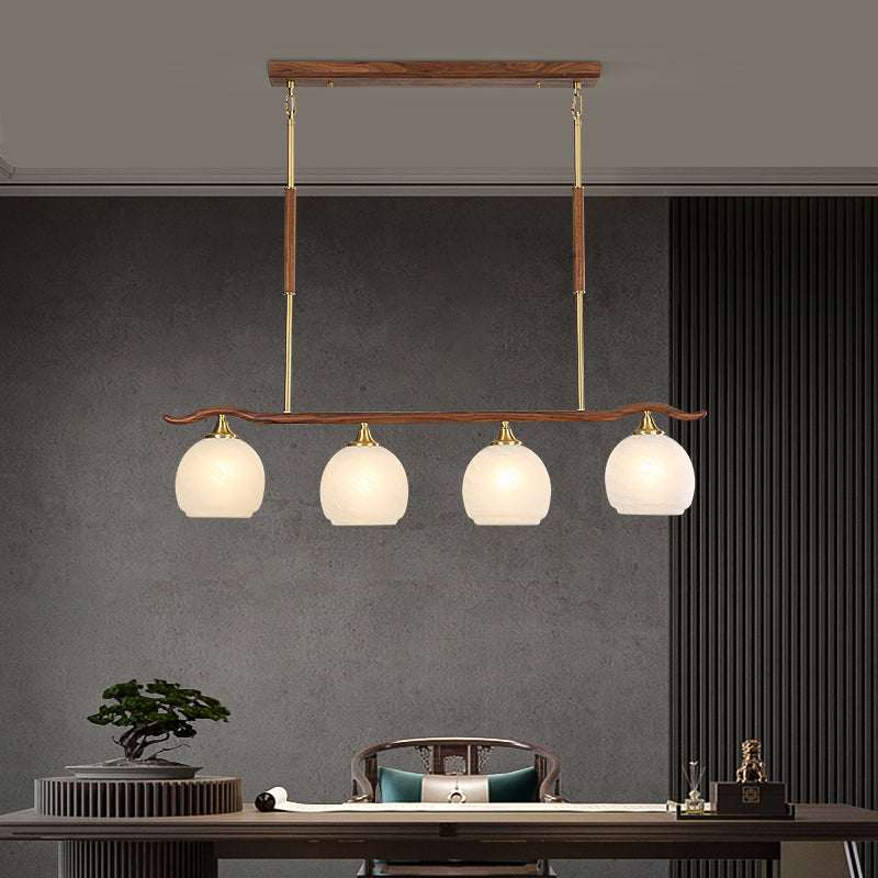 Modern Style Dome Shape Island Lights White Glass Island Lighting in Brown