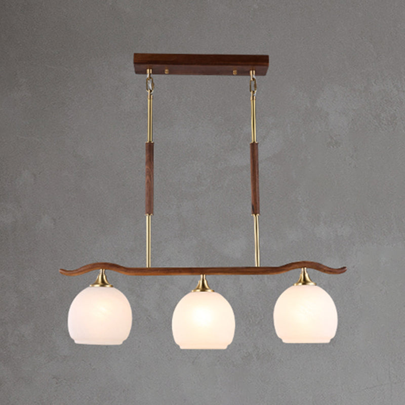 Modern Style Dome Shape Island Lights White Glass Island Lighting in Brown