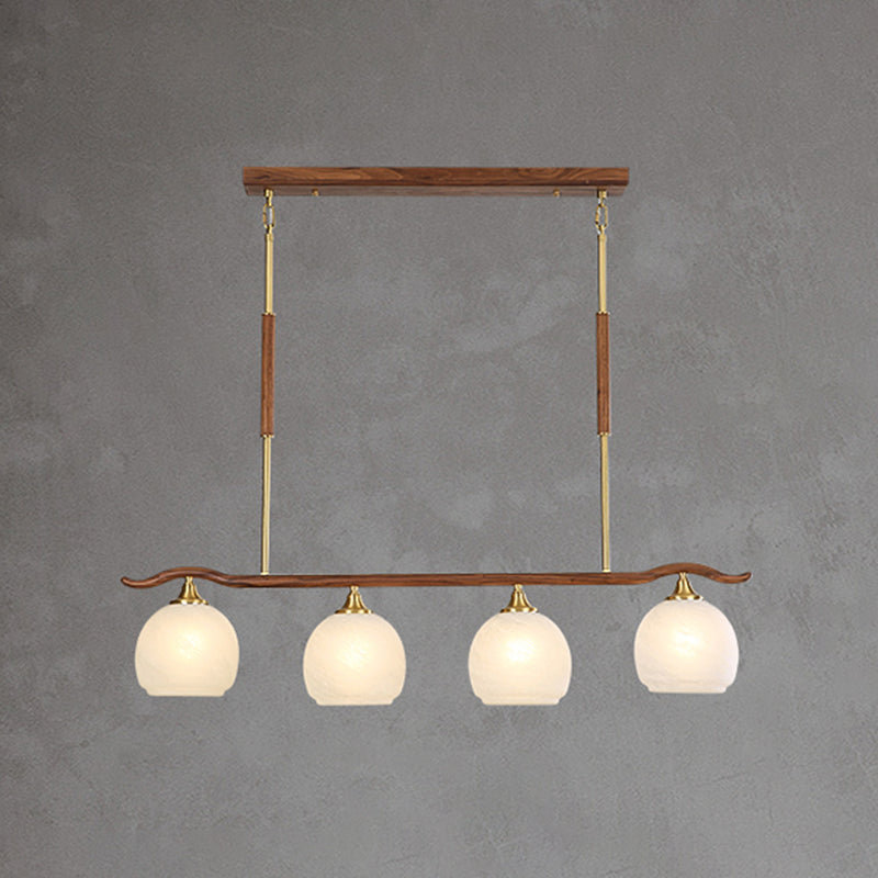 Modern Style Dome Shape Island Lights White Glass Island Lighting in Brown