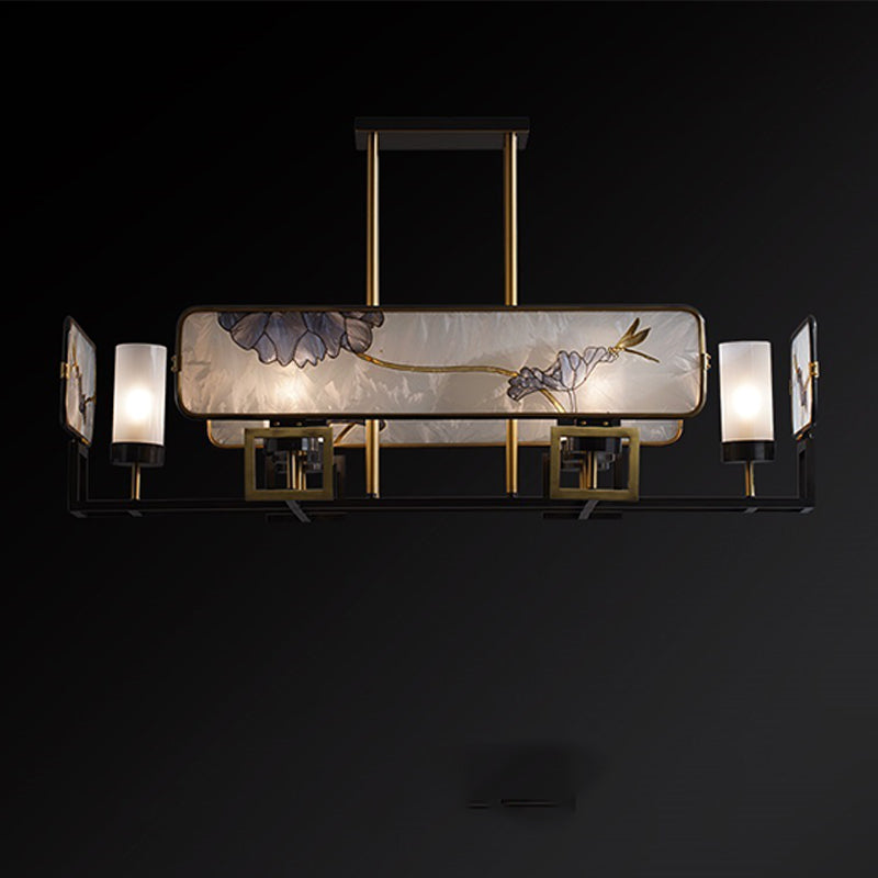 Modern Style Cylindrical Shape Island Lights Glass Pendant Lights in Gold