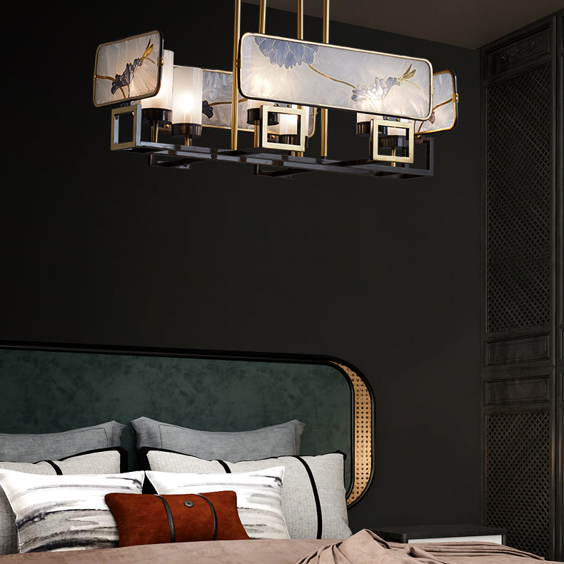 Modern Style Cylindrical Shape Island Lights Glass Pendant Lights in Gold