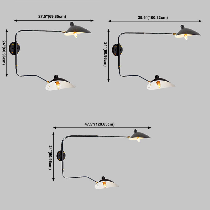 Nordic Style Metal Wall Light Long Arm Black Wall Sconce for Living Room