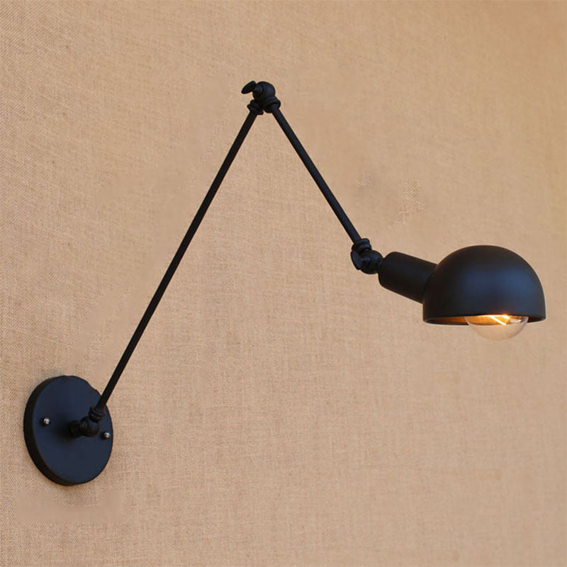 Industrial Style Metal Wall Light Long Arm Black Wall Sconce for Living Room