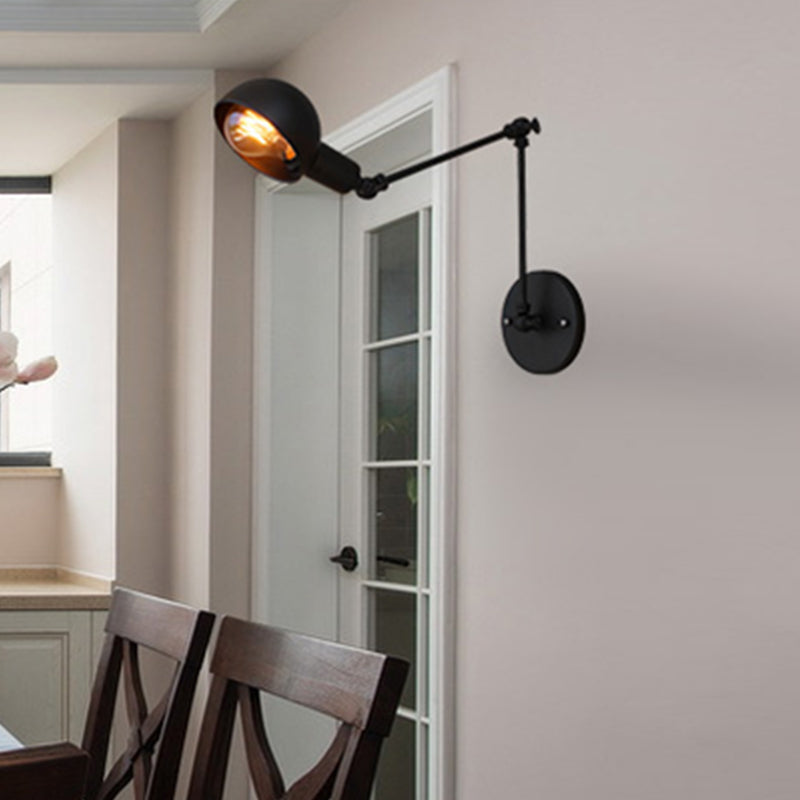 Industrial Style Metal Wall Light Long Arm Black Wall Sconce for Living Room