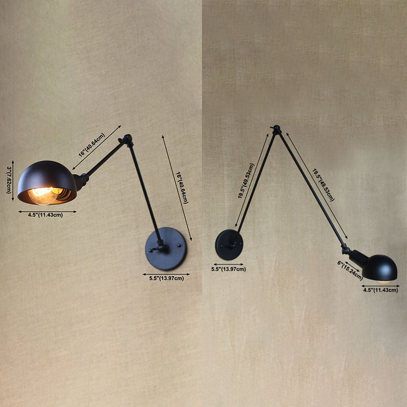 Industrial Style Metal Wall Light Long Arm Black Wall Sconce for Living Room