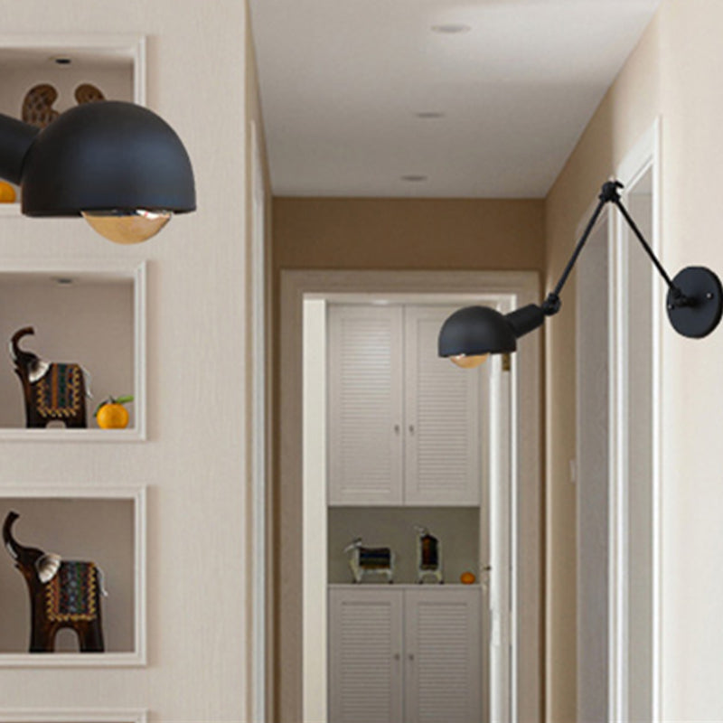 Industrial Style Metal Wall Light Long Arm Black Wall Sconce for Living Room