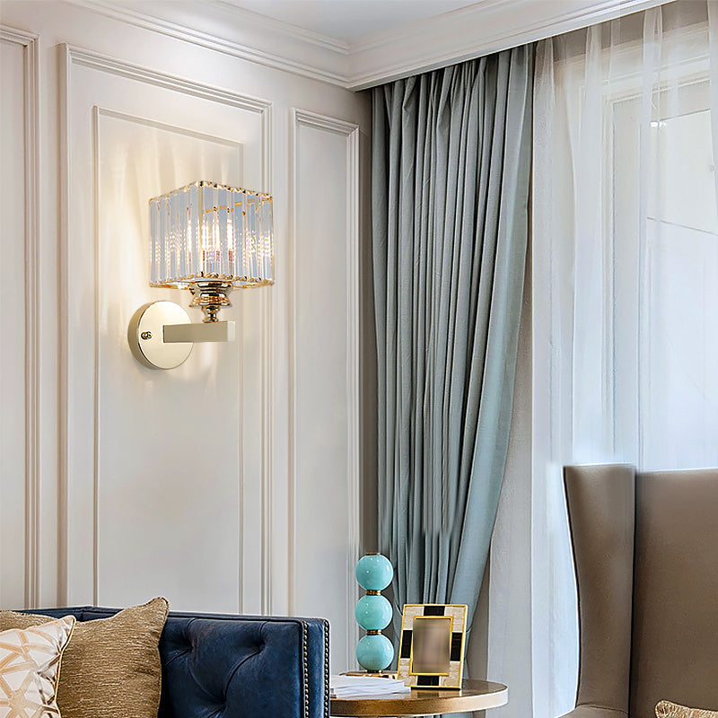 Modern Style Wall Light Geometric 1 Light Wall Sconce with Crystal for Living Room