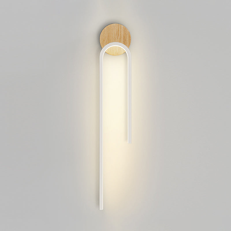 1-Light LED Wall Mount Light Modern Wooden Wall Light for Living Room