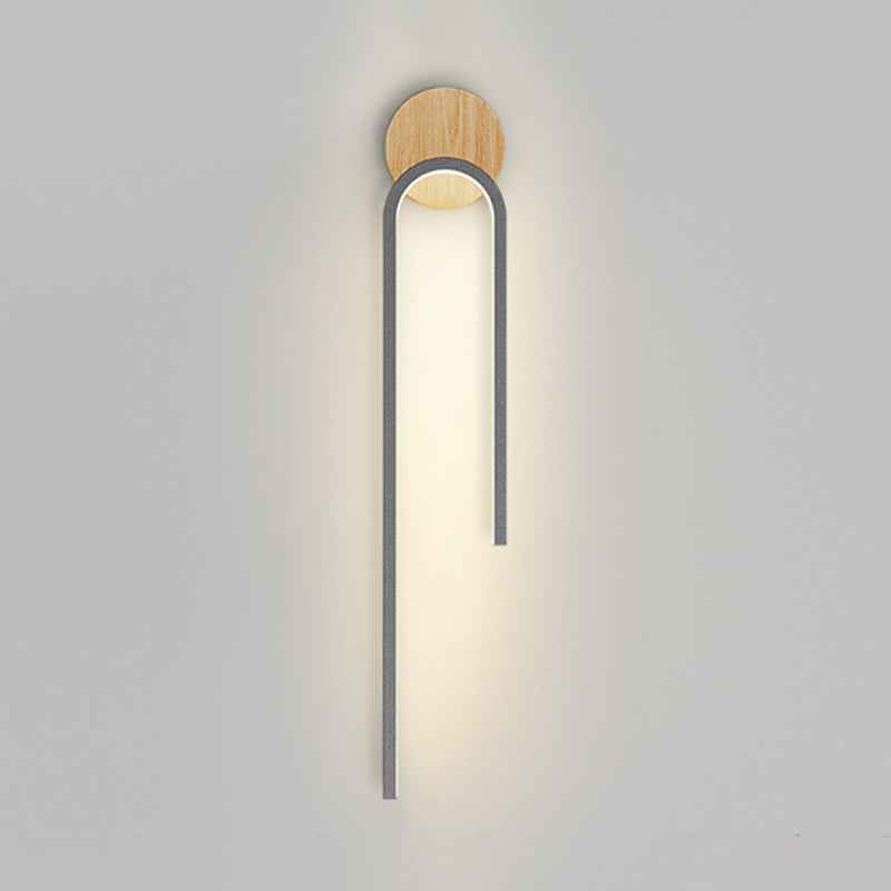 1-Light LED Wall Mount Light Modern Wooden Wall Light for Living Room