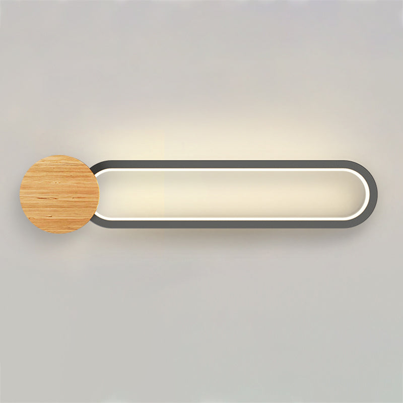 1-Light LED Wall Mount Light Modern Wooden Wall Light for Living Room