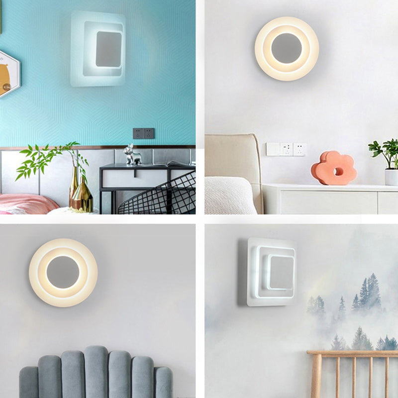 2 Lights LED Wall Mount Light Modern Simple Wall Light with Acrylic Shade for Living Room