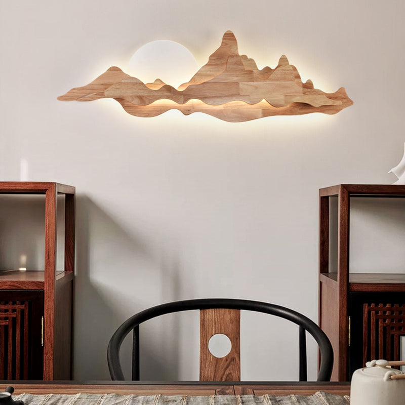 1-Light LED Wall Mount Light Simple Wooden Wall Light with Acrylic Shade for Bedroom