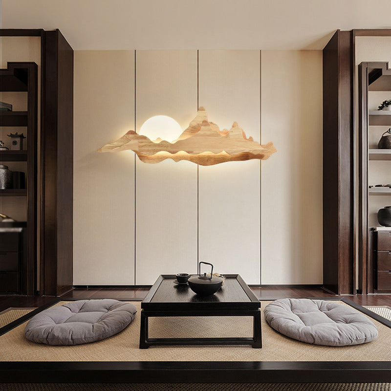 1-Light LED Wall Mount Light Simple Wooden Wall Light with Acrylic Shade for Bedroom