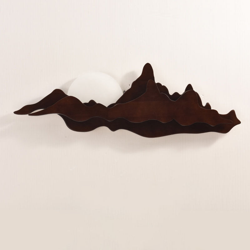 1-Light LED Wall Mount Light Simple Wooden Wall Light with Acrylic Shade for Bedroom