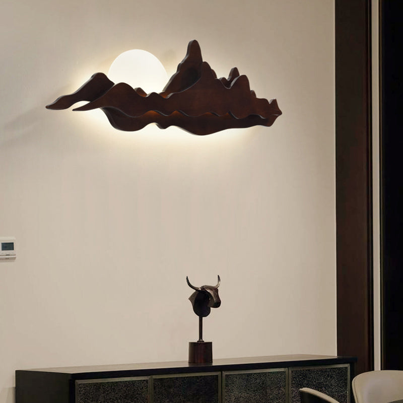 1-Light LED Wall Mount Light Simple Wooden Wall Light with Acrylic Shade for Bedroom