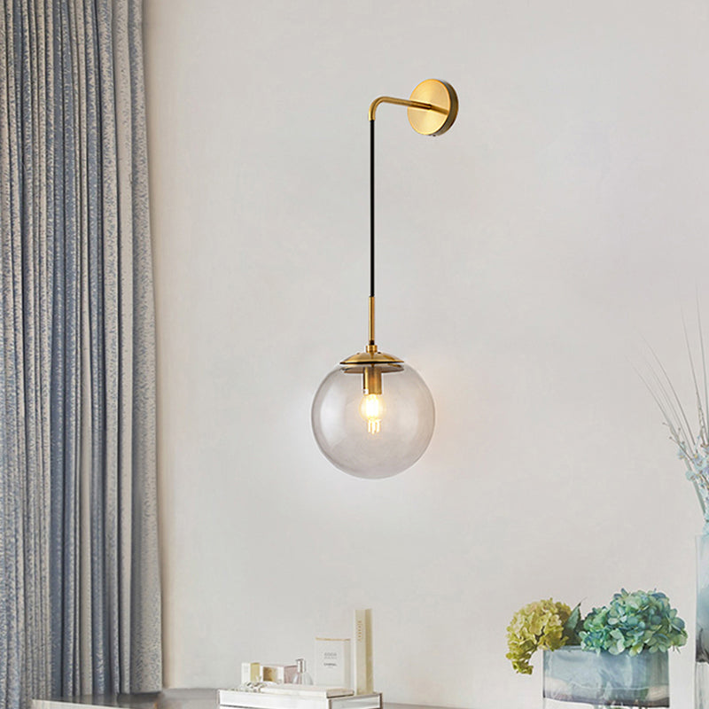 Glass Globe Wall Hanging Lamp Modern 1-Light Dining Room Wall Sconce