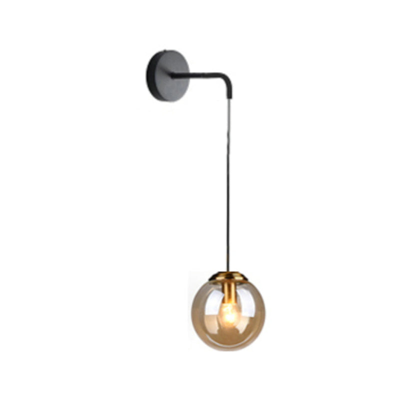 Glass Globe Wall Hanging Lamp Modern 1-Light Dining Room Wall Sconce
