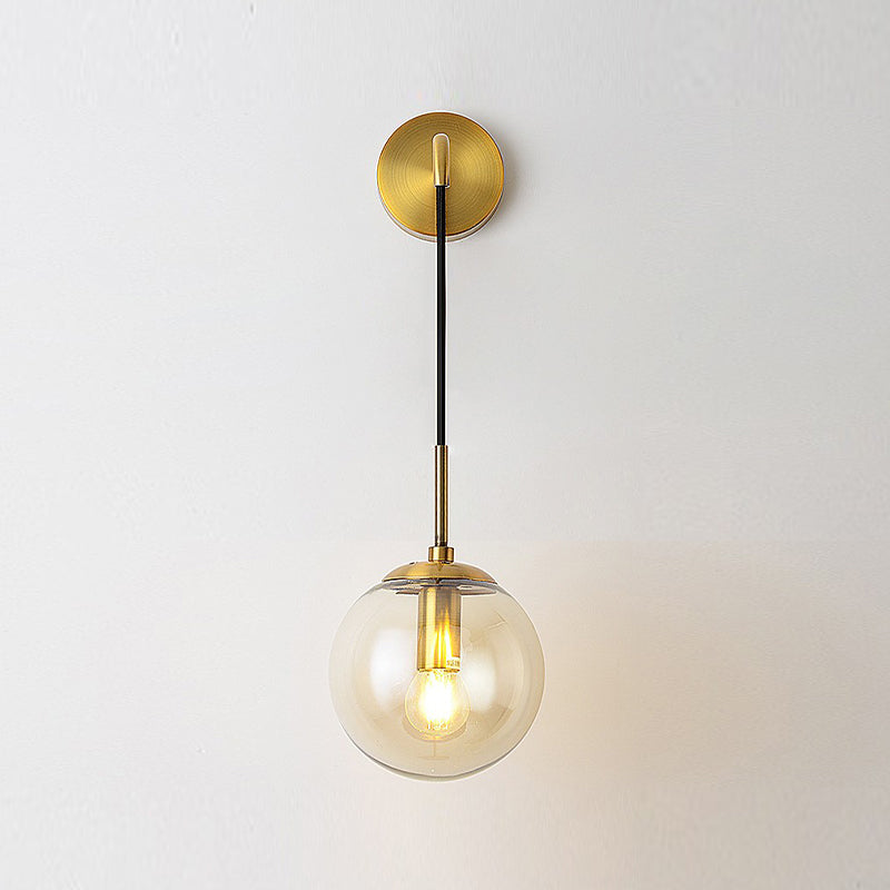 Glass Globe Wall Hanging Lamp Modern 1-Light Dining Room Wall Sconce