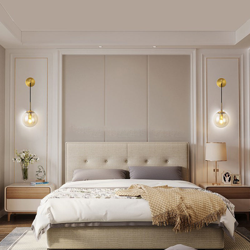 Glass Globe Wall Hanging Lamp Modern 1-Light Dining Room Wall Sconce