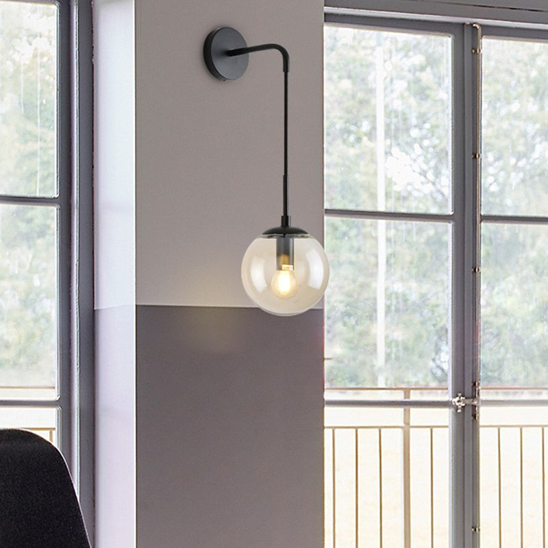 Glass Globe Wall Hanging Lamp Modern 1-Light Dining Room Wall Sconce