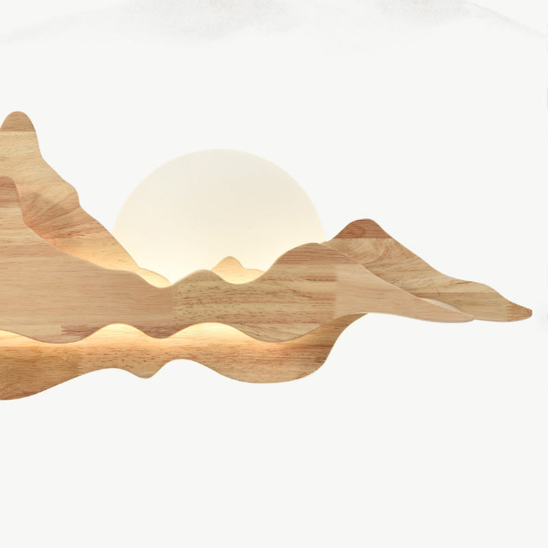 Cloud Shape Wooden Wall Sconce 1 Light Wall Mount Lamp with Acrylic Shade for Living Room