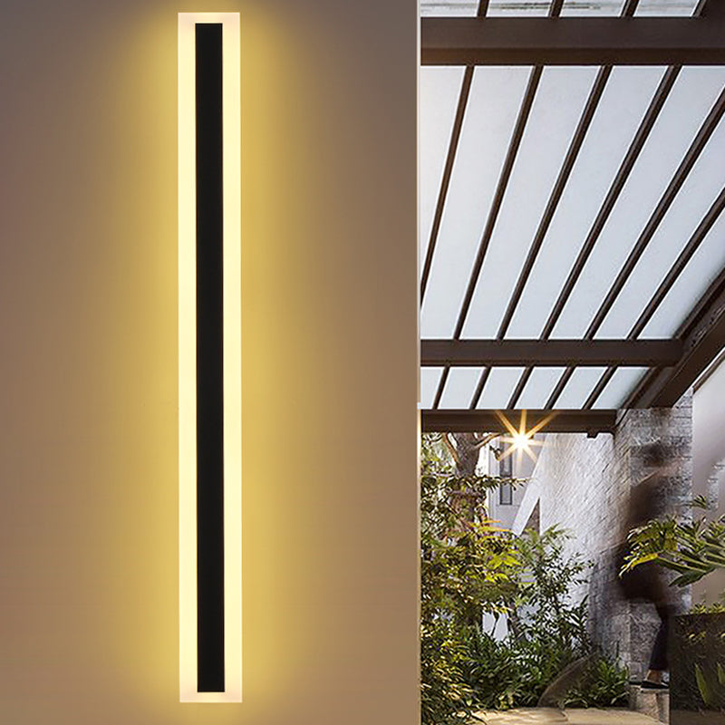 Metal Linear Shape Wall Light Modern Style 1-Light Wall Mount Light Fixture in Black