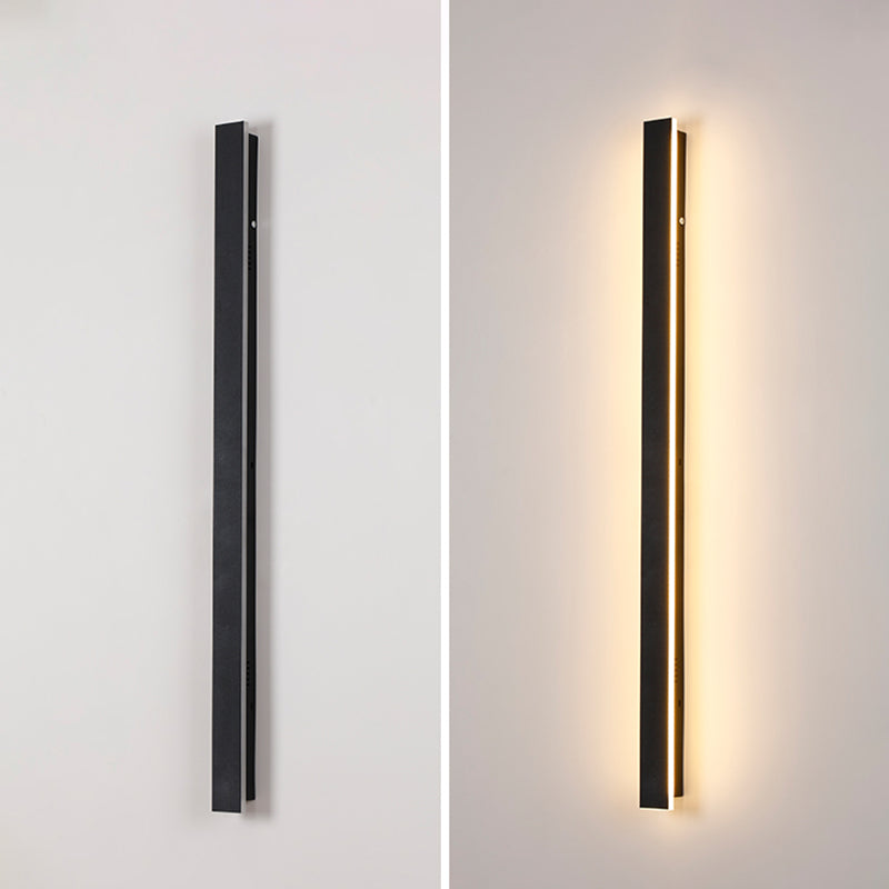 Metal Linear Shape Wall Light Modern Style 1-Light Wall Mount Light Fixture in Black