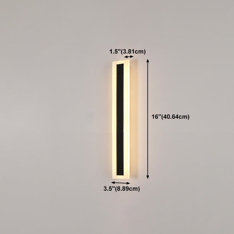 Metal Linear Shape Wall Light Modern Style 1-Light Wall Mount Light Fixture in Black