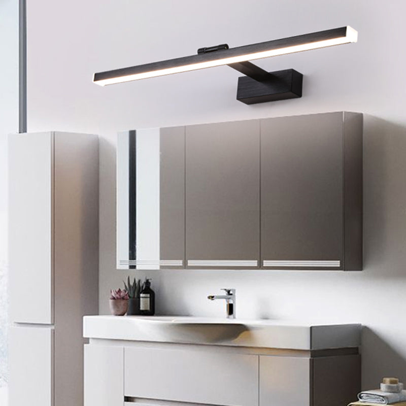 Linear Shade Metal Wall Sconce Modern Style 1-Light Mirror Wall Mount Lighting in Black