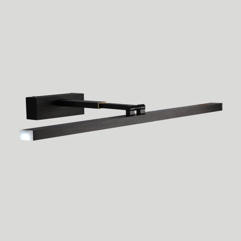 Linear Shade Metal Wall Sconce Modern Style 1-Light Mirror Wall Mount Lighting in Black