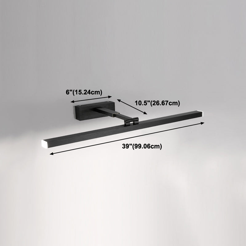 Linear Shade Metal Wall Sconce Modern Style 1-Light Mirror Wall Mount Lighting in Black