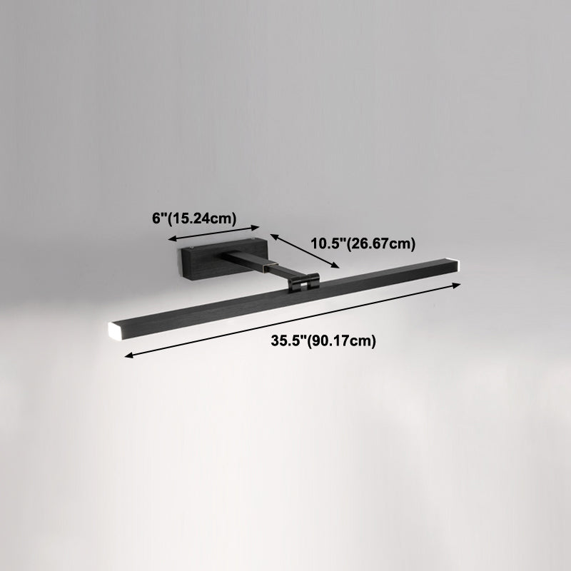 Linear Shade Metal Wall Sconce Modern Style 1-Light Mirror Wall Mount Lighting in Black