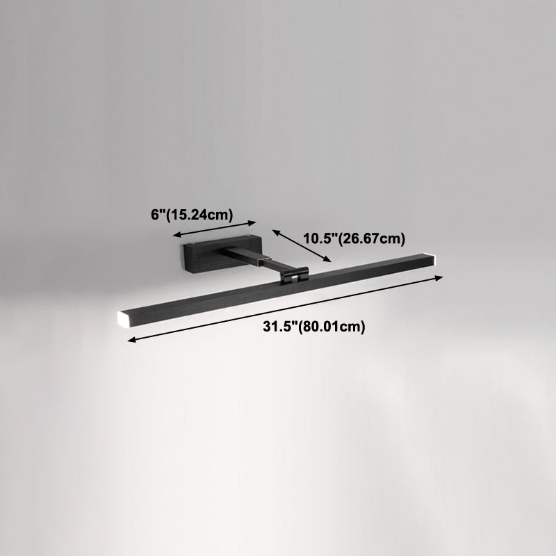 Linear Shade Metal Wall Sconce Modern Style 1-Light Mirror Wall Mount Lighting in Black