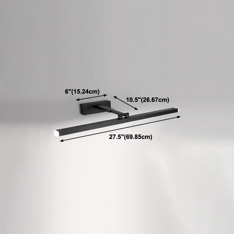 Linear Shade Metal Wall Sconce Modern Style 1-Light Mirror Wall Mount Lighting in Black