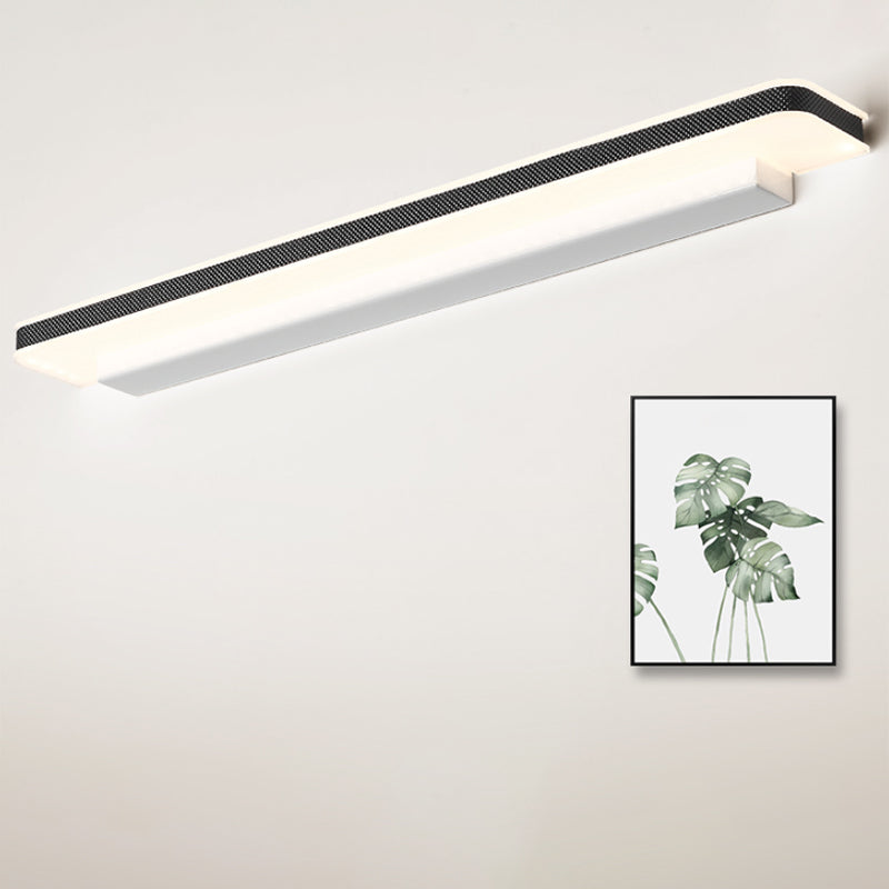 Metal Linear Shade Wall Sconce Modern Style 1-Light Mirror Wall Lighting Fixture in White