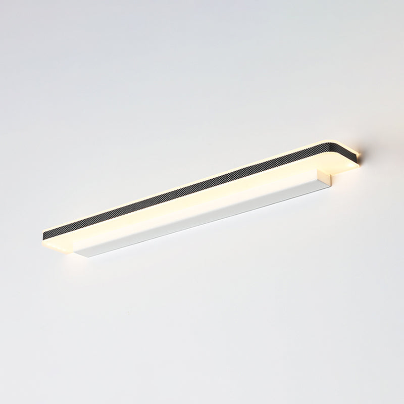 Metal Linear Shade Wall Sconce Modern Style 1-Light Mirror Wall Lighting Fixture in White