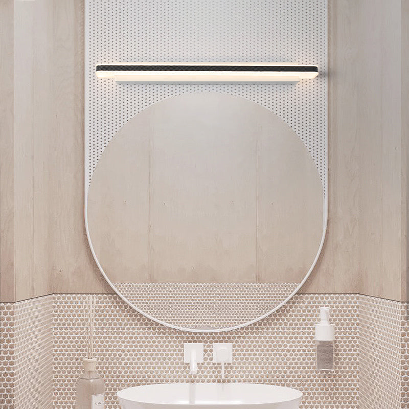 Metal Linear Shade Wall Sconce Modern Style 1-Light Mirror Wall Lighting Fixture in White