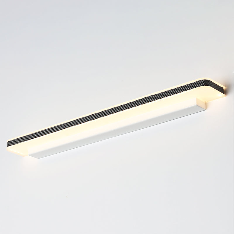 Metal Linear Shade Wall Sconce Modern Style 1-Light Mirror Wall Lighting Fixture in White