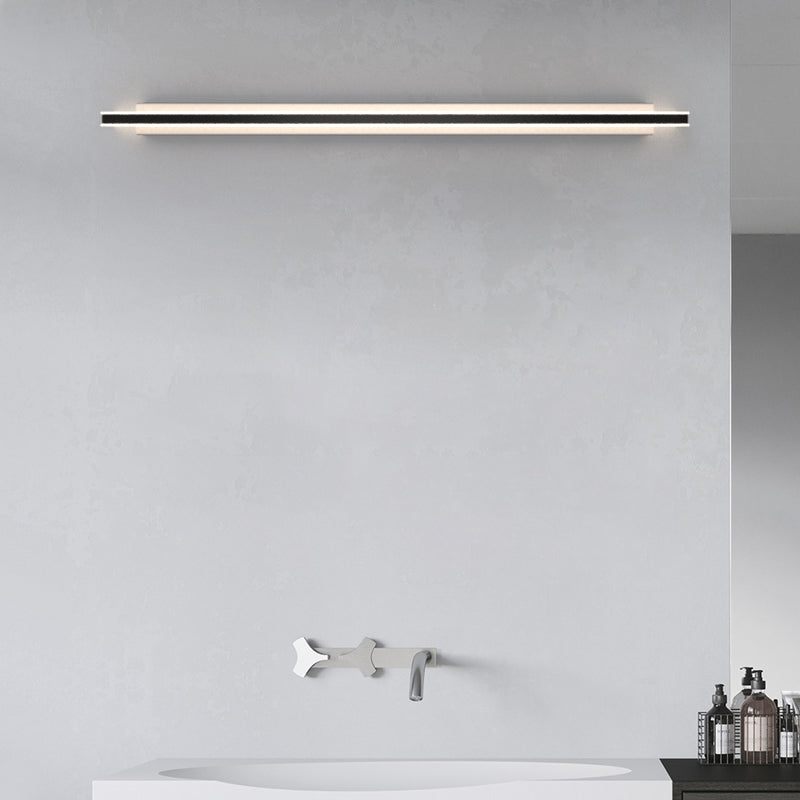 Metal Linear Shade Wall Sconce Modern Style 1-Light Mirror Wall Lighting Fixture in White