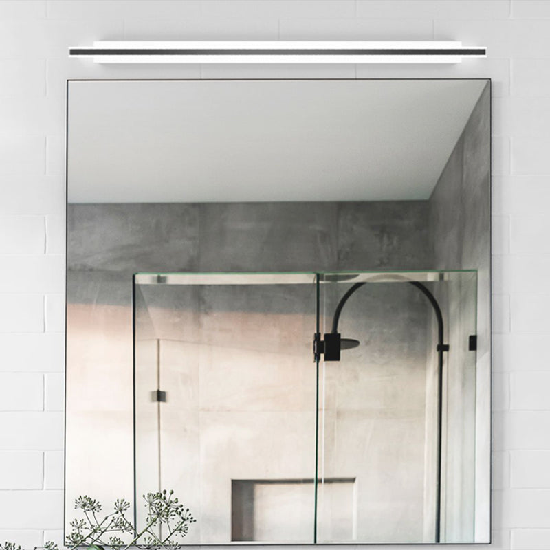 Metal Linear Shade Wall Sconce Modern Style 1-Light Mirror Wall Lighting Fixture in White