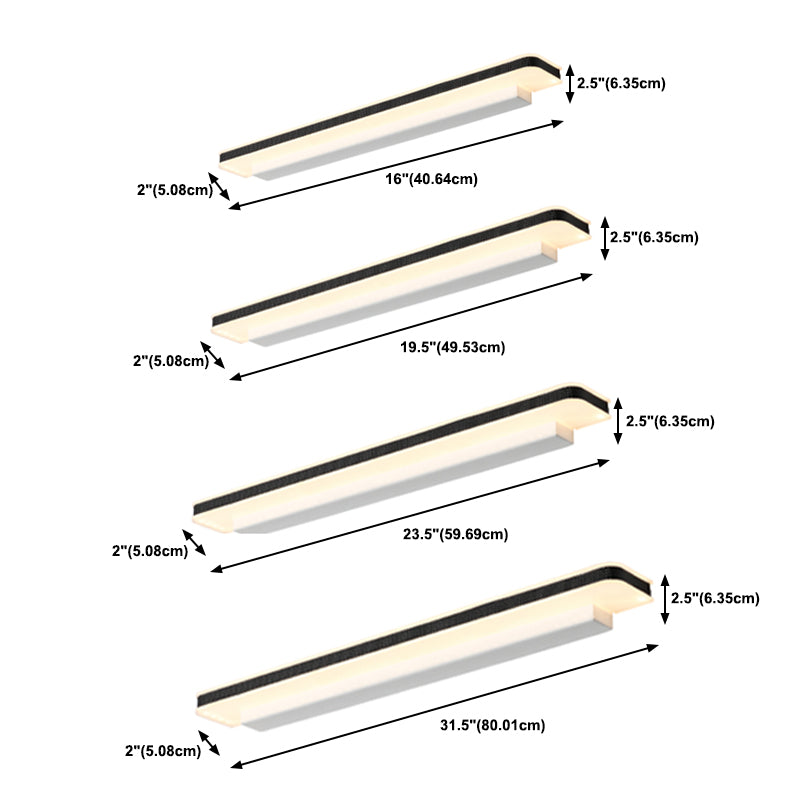 Metal Linear Shade Wall Sconce Modern Style 1-Light Mirror Wall Lighting Fixture in White