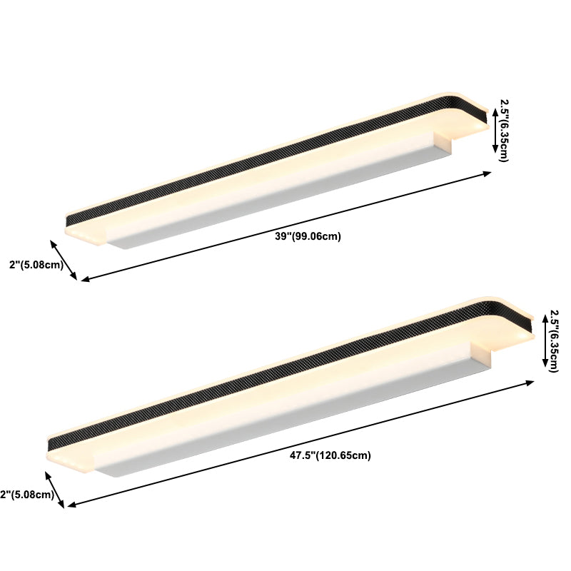 Metal Linear Shade Wall Sconce Modern Style 1-Light Mirror Wall Lighting Fixture in White